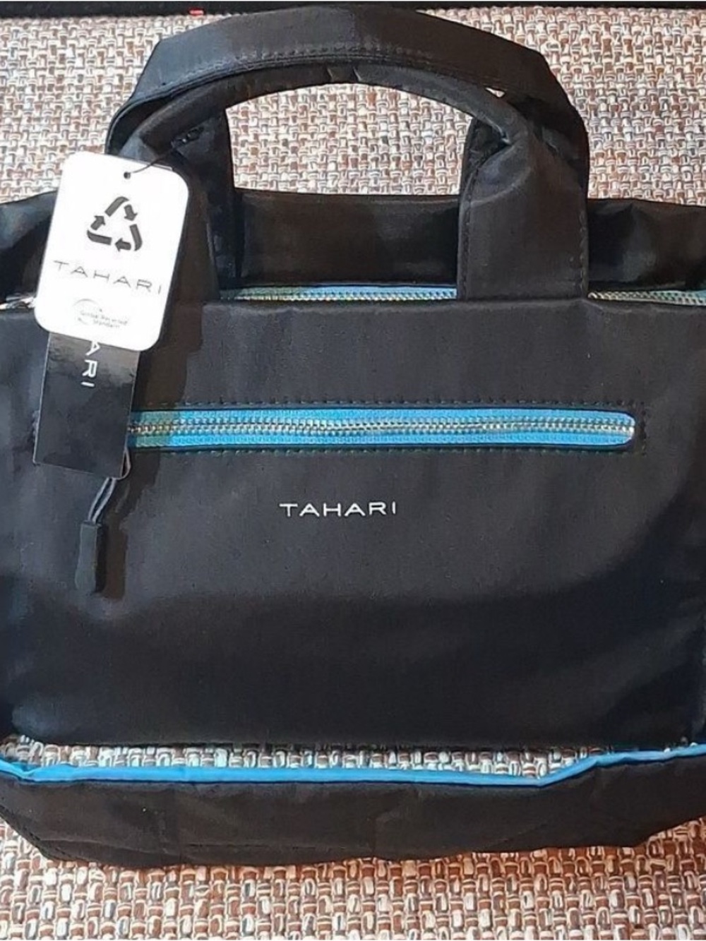 Tahari Black Bag with Blue Trim